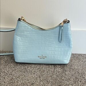 Kate Spade Sky Blue Croc-Embossed Shoulder Bag